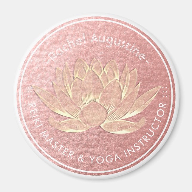 Aimant Rose Gold Lotus Yoga Studio Méditation Instructeur (Devant)