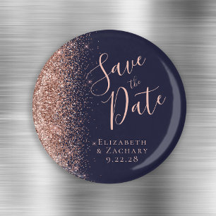 Aimant Rose Gold Pailleté Écriture Manuscrite Save the Da