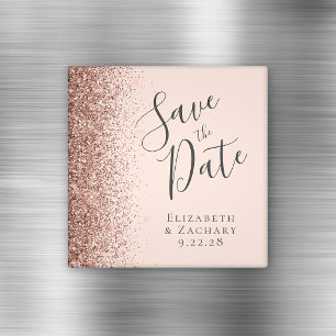 Aimant Rose Gold Poudré Rose Pailleté Écriture Save the D