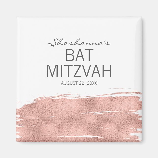 Aimant Rose or brosse Bat mitzvah magnétique (Devant)