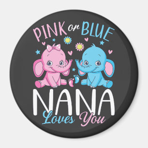 Aimant Rose Ou Bleu Nana Vous Aime Elephant Baby Circle