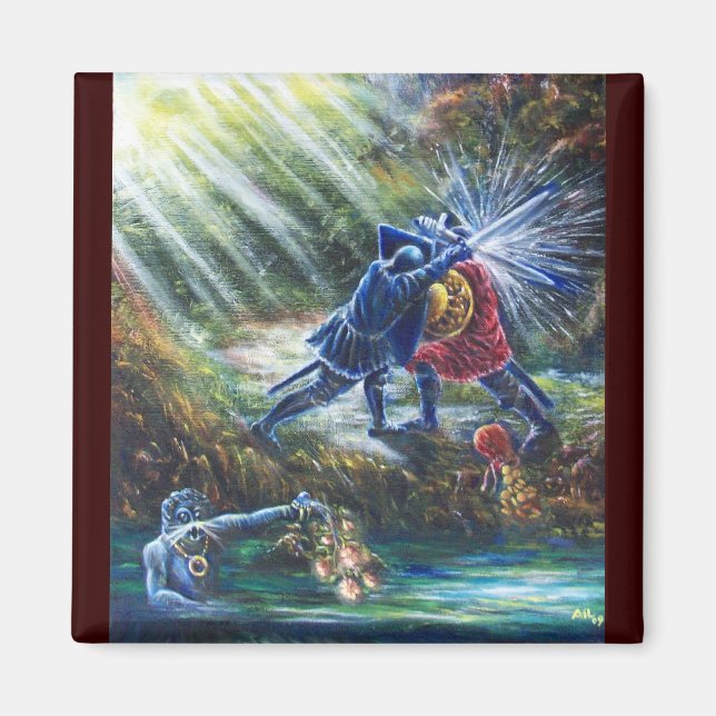 Aimant ROSE OUBLIÉ combattant les chevaliers, l'argent et (Devant)