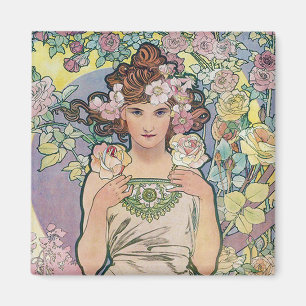 Aimant Rose (quatre fleurs), Alphonse Mucha