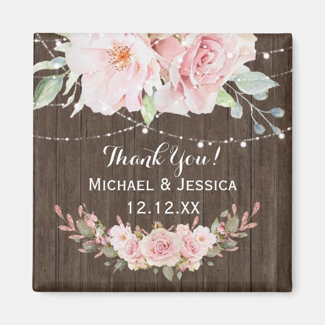 Aimant Rose Rose Bois Lumières rustiques (Devant)