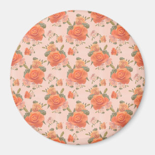 Aimant rose rose orangé motif fleuri mariage ressort