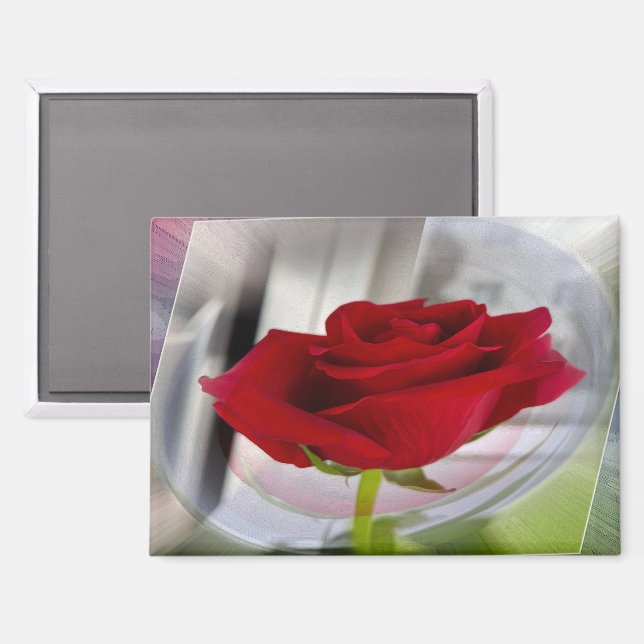 Aimant Rose rouge 2 (Recto/Verso)