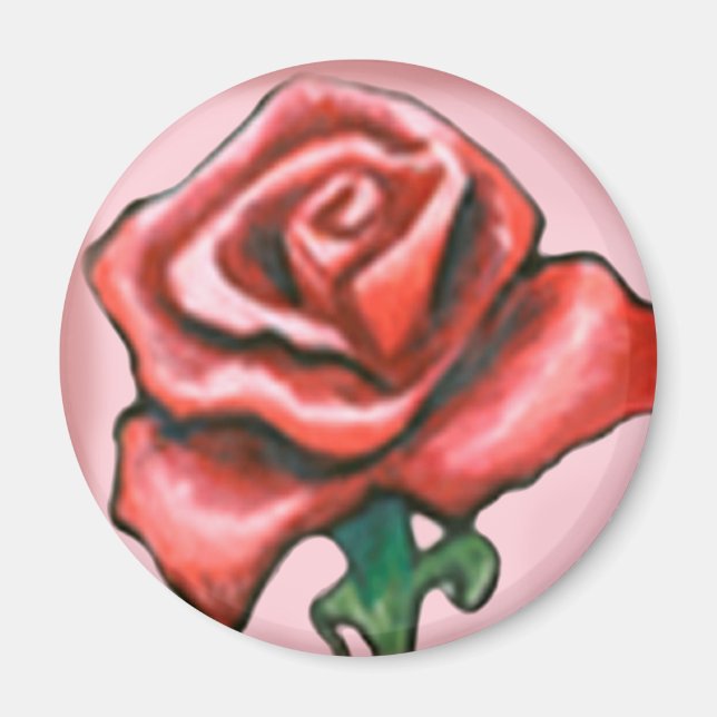 Aimant Rose rouge simple (Devant)