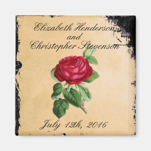 Aimant Rose rouge vintage sur un Arrière - plan en cuir F