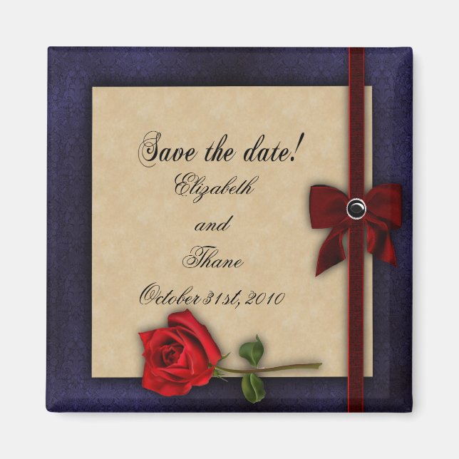 Aimant Rose Shakespeare Mariage Enregistrer La Date (Devant)