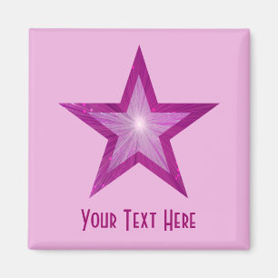 Aimant rose Star 'Your Text' carré rose pâle