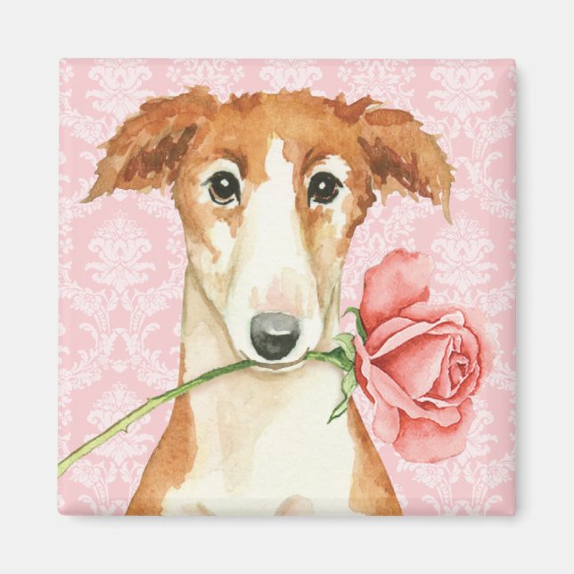 Aimant Rose Valentin Borzoi (Devant)