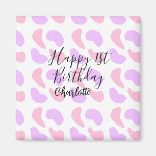 Aimant Rose violet abstrait formes heureux 1er anniversai