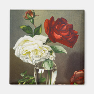 Aimant Roses de jardin anciennes dans un vase en verre