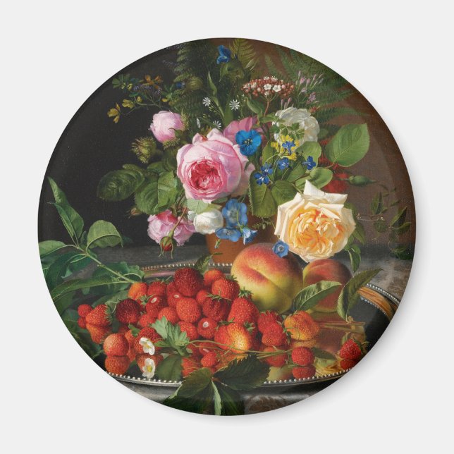 Aimant Roses et fraises de Still Life par Otto Ottesen (Devant)