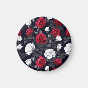 Aimant Roses noires et blanches rouges Goth