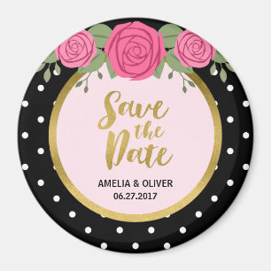 Aimant Roses roses roses et Polka noir blanc point Enregi