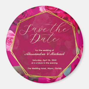 Aimant Roses roses roses sur Viva Magenta   Mariage Carte