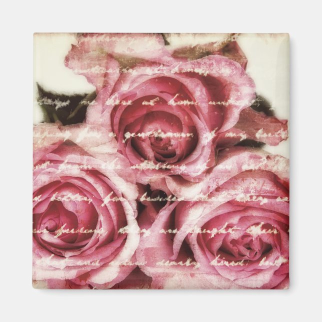 Aimant Roses roses vintages (Devant)