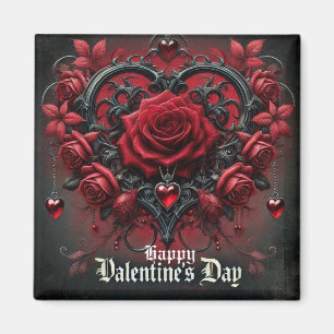 Aimant Roses rouges gothiques Saint-Valentin