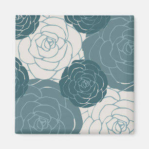 Aimant Roses turquoises et blanches