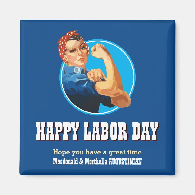 Aimant Rosie Riveter personnalisé JOLIE JOURNÉE DU TRAVAI (Devant)