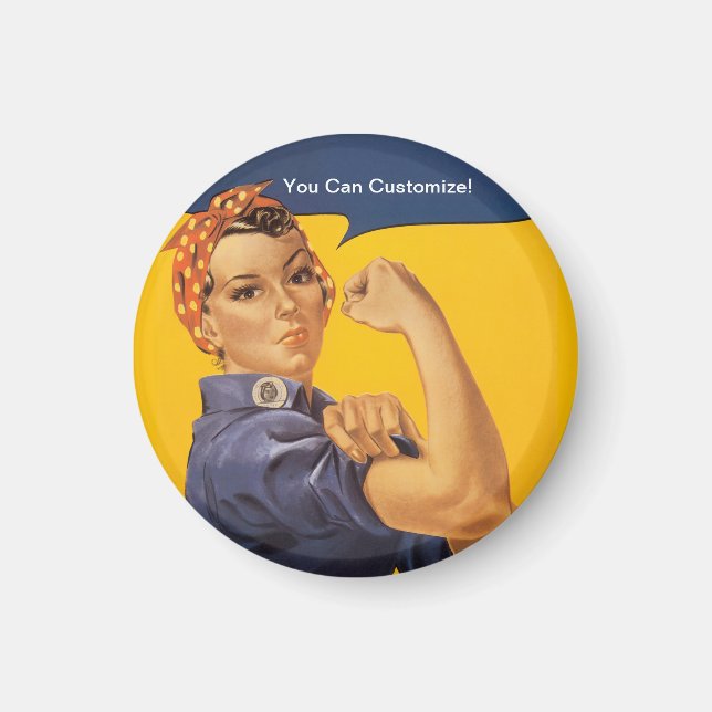 Aimant Rosie the Riveter We Can Do It! Your Text Here (Devant)
