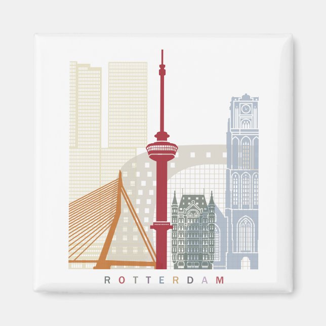 Aimant Rotterdam skyline poster (Devant)