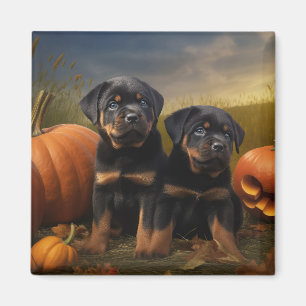 Aimant Rottweiler Chiot Automne Citrouille de plaisir