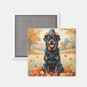 Aimant Rottweiler dans les feuilles d'automne Art de Than