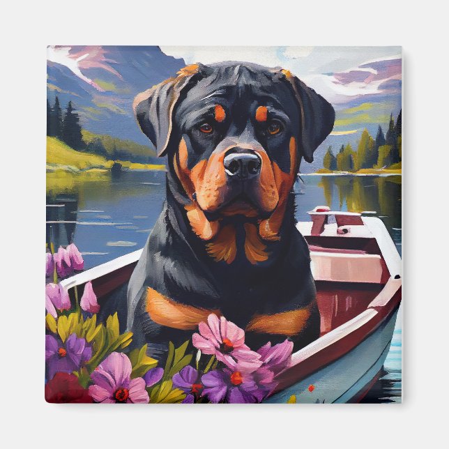 Aimant Rottweiler sur une pédale : une aventure Pittoresq (Devant)