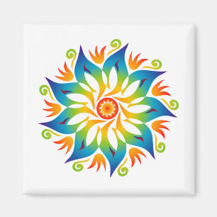 Aimant Roue colorée Mandala Flower Rainbow Energy Vibe