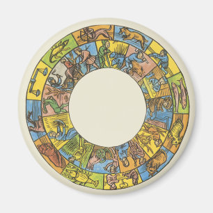 Aimant Roue du zodiaque céleste vintage et astrologique