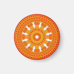 Aimant Roue rouge du Dharma (art bouddhiste)