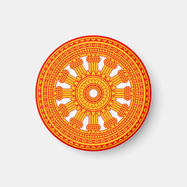 Aimant Roue rouge du Dharma (art bouddhiste) (Devant)