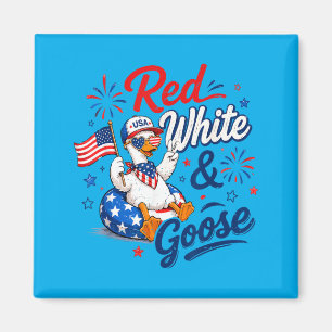 Aimant Rouge Blanc Et Oie Drôle 4 Juillet Patriotique