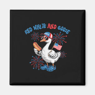 Aimant Rouge Blanc Et Oie Drôle 4 Juillet Patriotique Éta