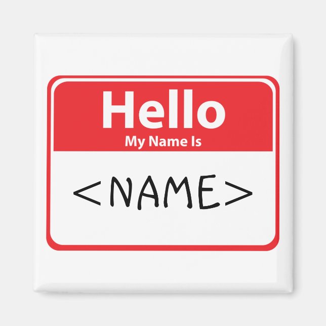 Aimant Rouge Bonjour Je M'appelle , <NAME> (Devant)