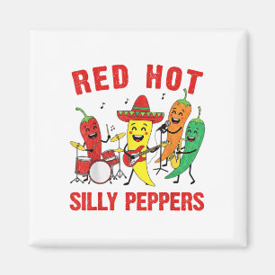 Aimant Rouge épicé Hot Silly Peppers Band Parody Chili Pa