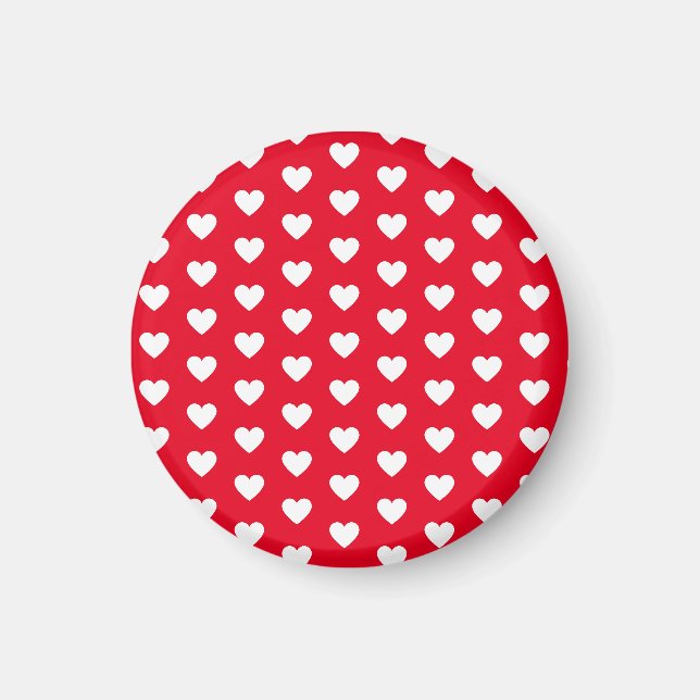 Aimant rouge et blanc imprimé au coeur (Devant)