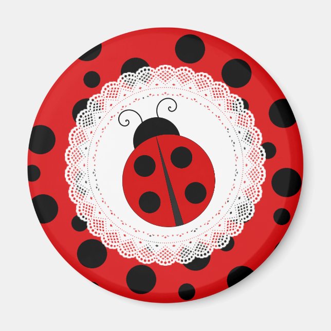 Aimant rouge et noir de coccinelle (Devant)