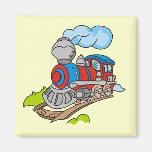 Aimant Rouge et T-shirts et cadeaux bleus de train