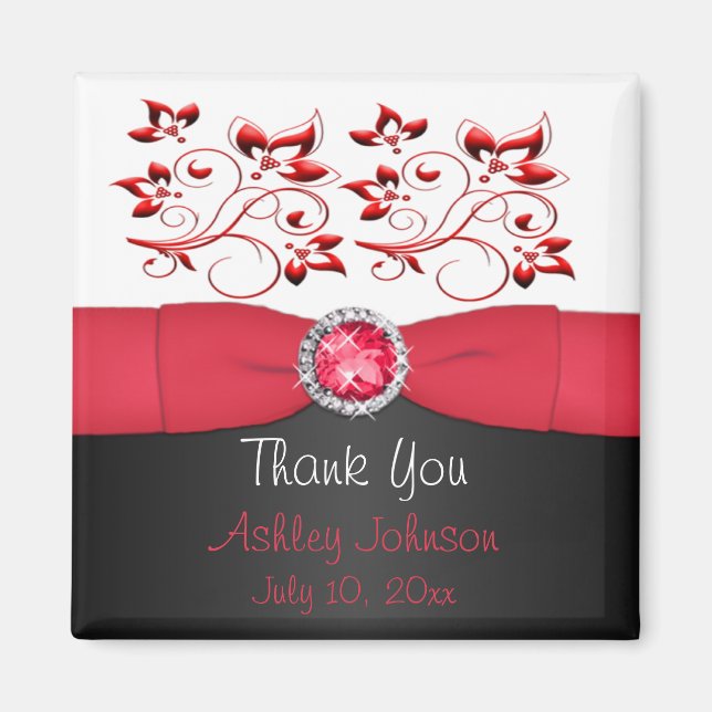 Aimant Rouge, noir et blanc Parti Favoriser l'aimant (Devant)