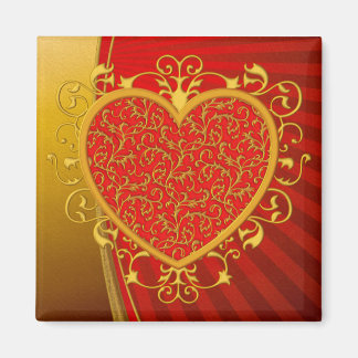 Aimant Rouge or Fleur de lis Coeur