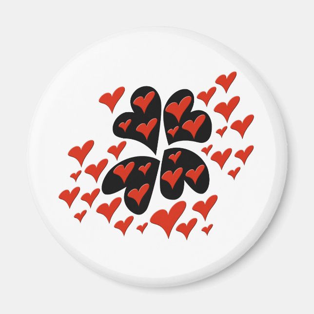 Aimant Rouge sur les coeurs noirs (Devant)