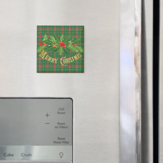 Aimant Rouge vert de Noël Plaid avec couronne
