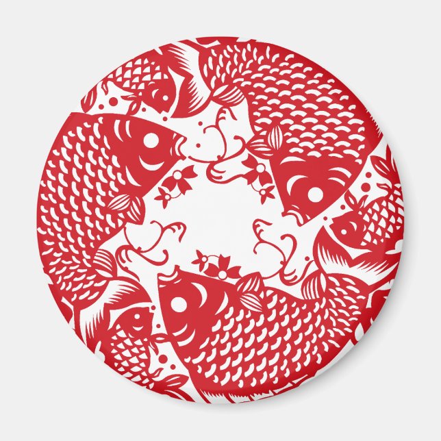 Aimant Rouge Whirling Koi Carp Groupe de poisson sur mesu (Devant)
