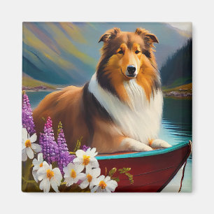 Aimant Rough Collie sur une pagaie : une aventure Pittore