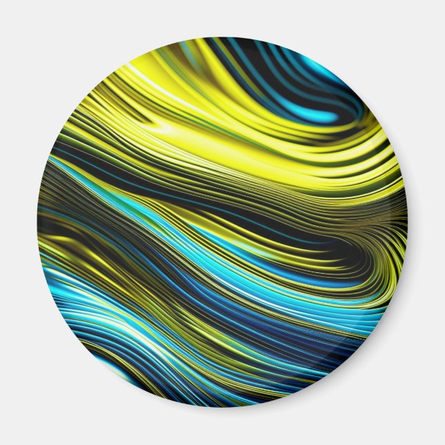 Aimant Rouleaux de soie et de satin Abstraits bleu et or (Devant)