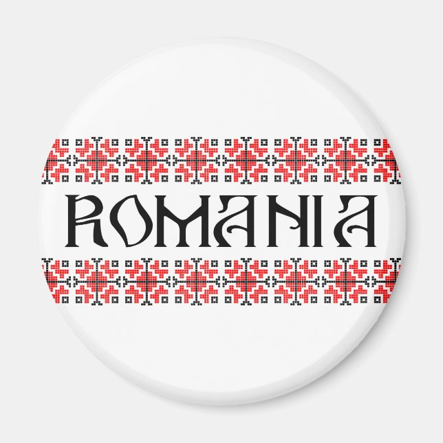 Aimant roumanie nom du symbole du pays texte motif folklo (Devant)