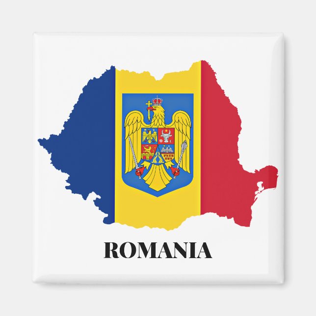Aimant Roumanie Silhouette, étiquetée, (Devant)